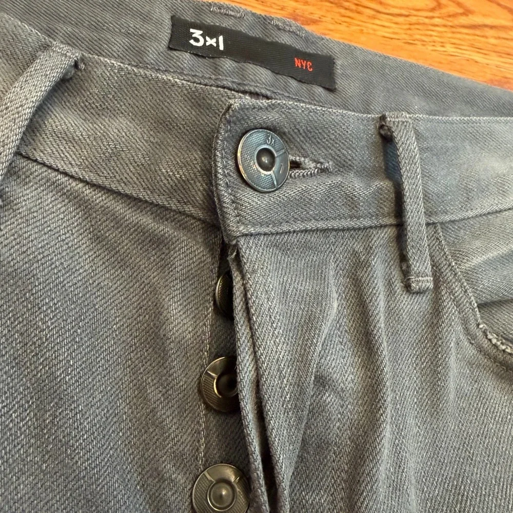 3x1 NYC M5 Selvedge Denim Jeans Mens 31x32 Tin Gray Slim Straight Made in USA